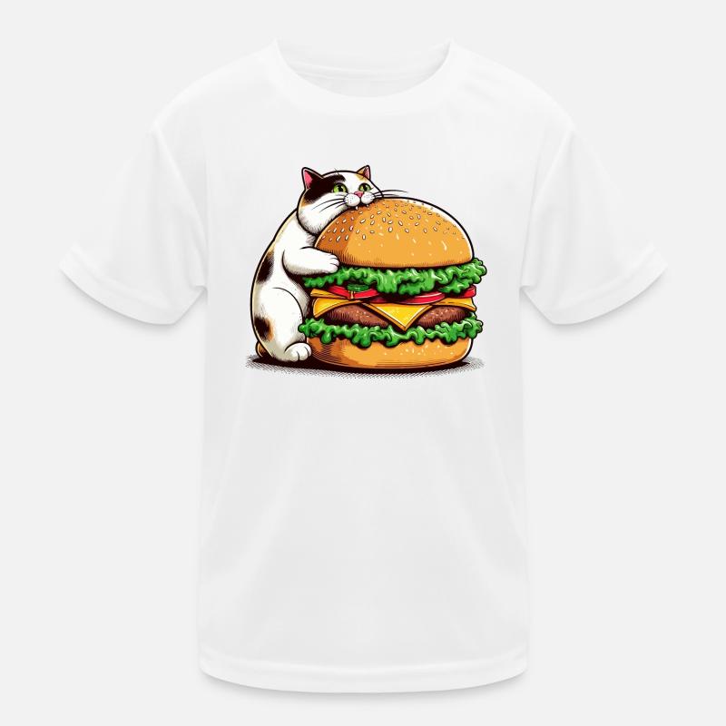 Gourmet cat and hamburger Kids Functional T-Shirt