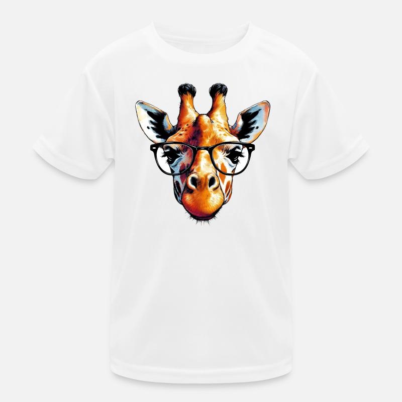 Giraffe mit Brille Kinder Funktions-T-Shirt