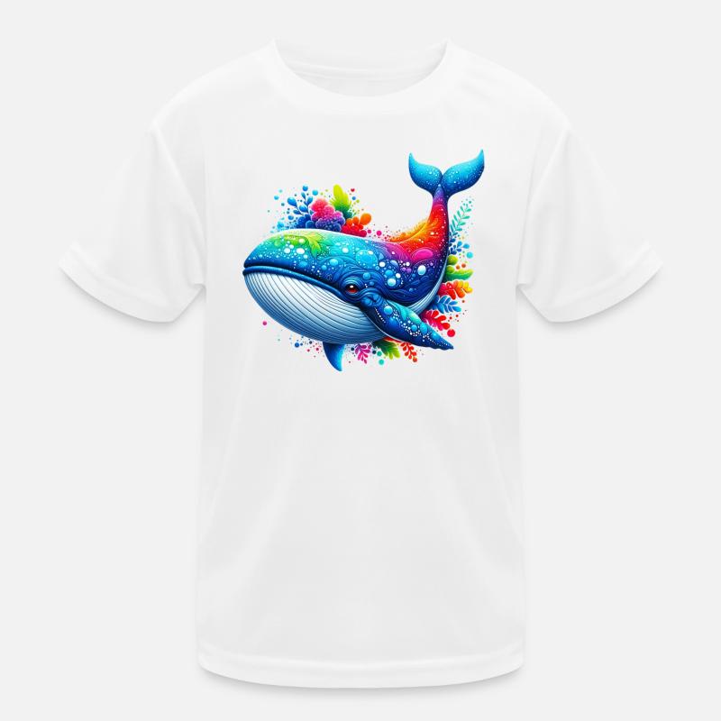 Wal - Kinder Funktions-T-Shirt - Weiß