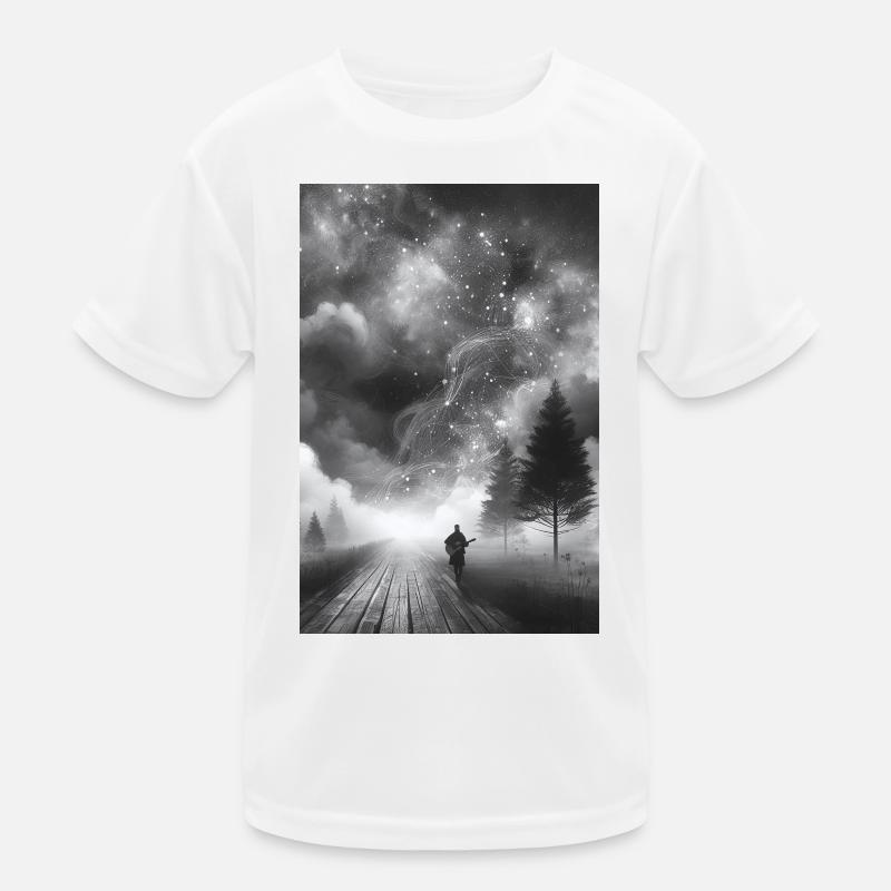 Starry Night: Guitar Music Under the Cosmic Sky Kids Functional T-Shirt