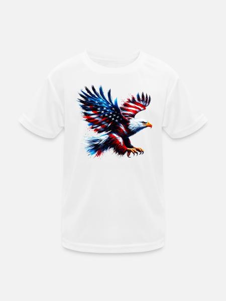 Eagle Flag USA USA American - Kids Functional T-Shirt - white - Front