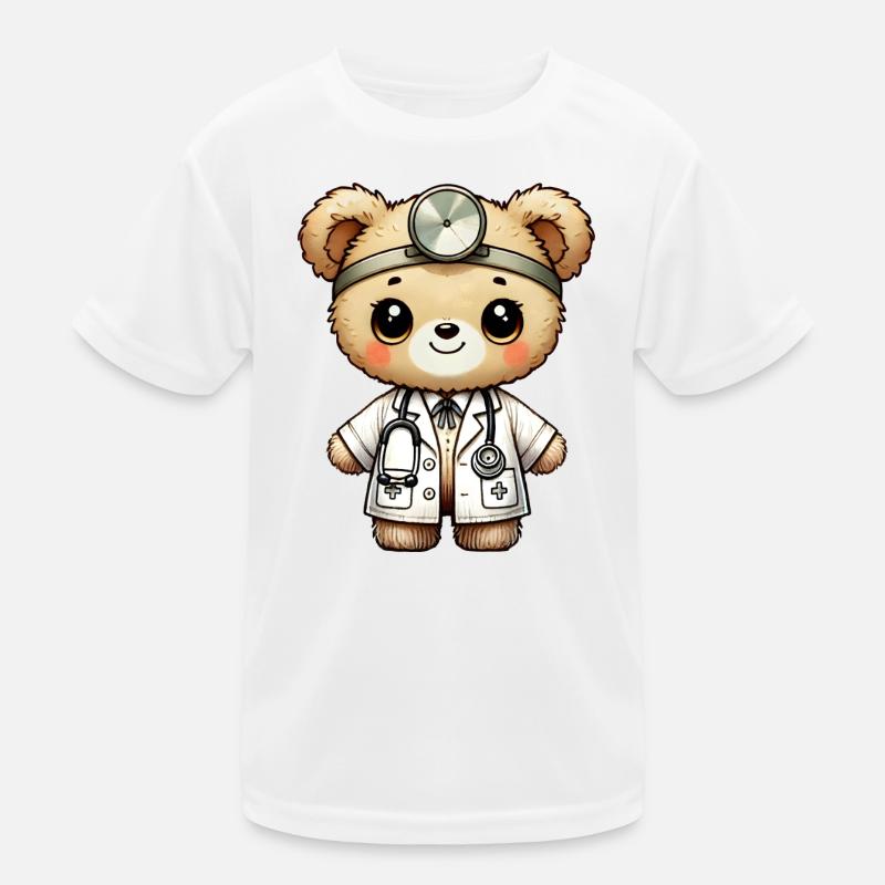 cute cuddly toy teddy doctor with doctor's coat Kids Functional T-Shirt