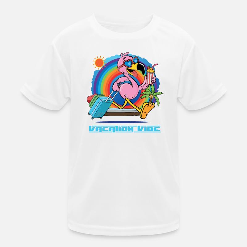 Flamingo Sommer Strandurlaub mit Regenbogen Kinder Funktions-T-Shirt