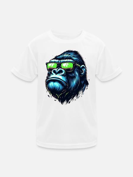 Gorilla - Kinder Funktions-T-Shirt - Weiß