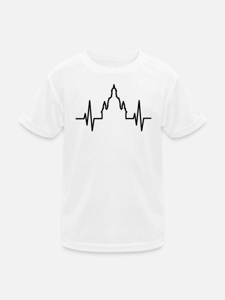 Herzschlag Frauenkirche Dresden Puls Logo Symbol - Kinder Funktions-T-Shirt - Weiß - Vorne