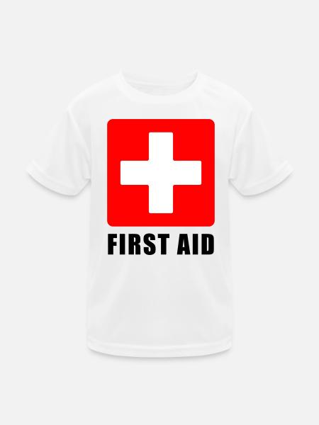 First Aid Medical Cross Sicherheitssymbol Vektor-Symbol - Kinder Funktions-T-Shirt - Weiß