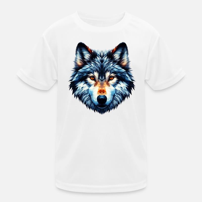 Polygonal Wolf Kids Functional T-Shirt