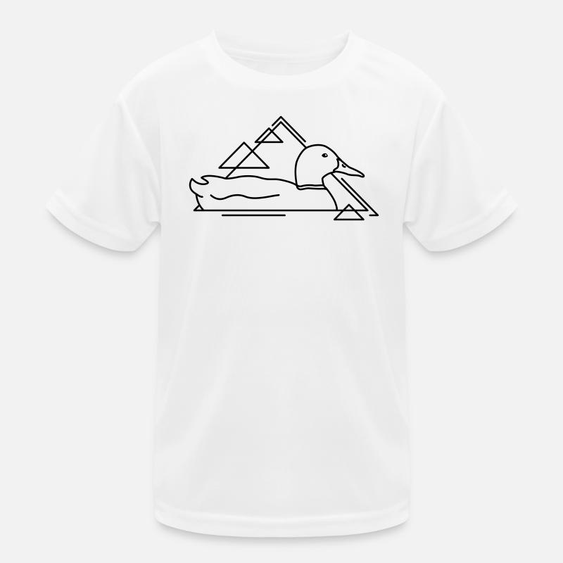 Floating duck in geometric design Kids Functional T-Shirt