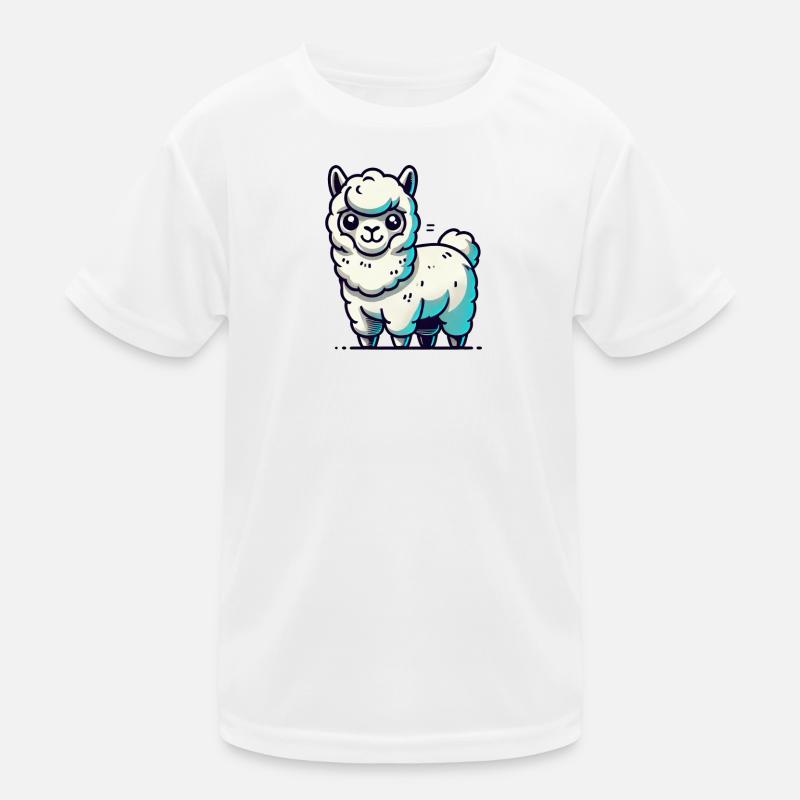 White Llama with Blue Accents Kids Functional T-Shirt
