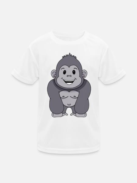 Gorilla Affe - Kinder Funktions-T-Shirt - Weiß