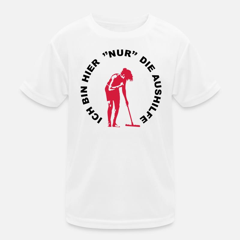 Frau beim Putzen Silhouette - Kinder Funktions-T-Shirt - Weiß