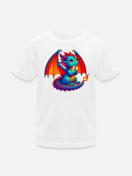 Drache - Kinder Funktions-T-Shirt - Weiß