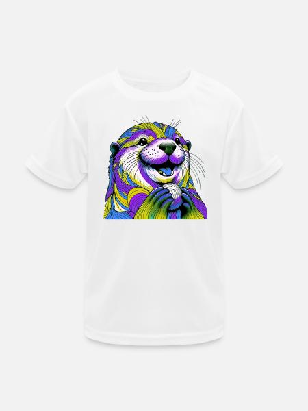 Otter - Kinder Funktions-T-Shirt - Weiß - Vorne