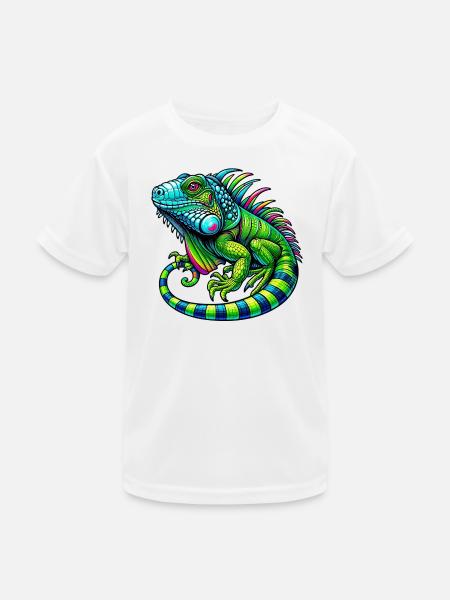 Leguan - Kinder Funktions-T-Shirt - Weiß - Vorne
