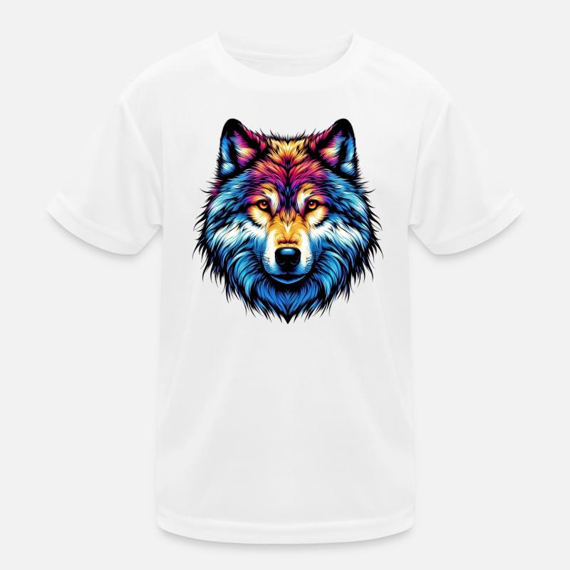 Wolf - Kinder Funktions-T-Shirt - Weiß