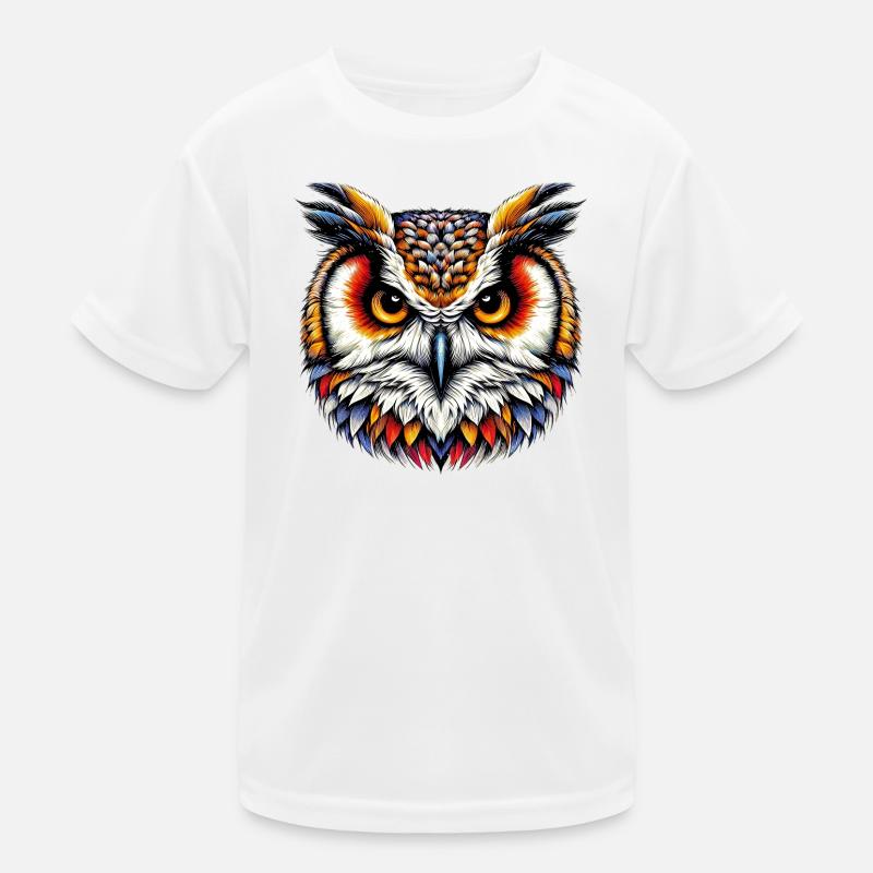 Eule - Kinder Funktions-T-Shirt - Weiß