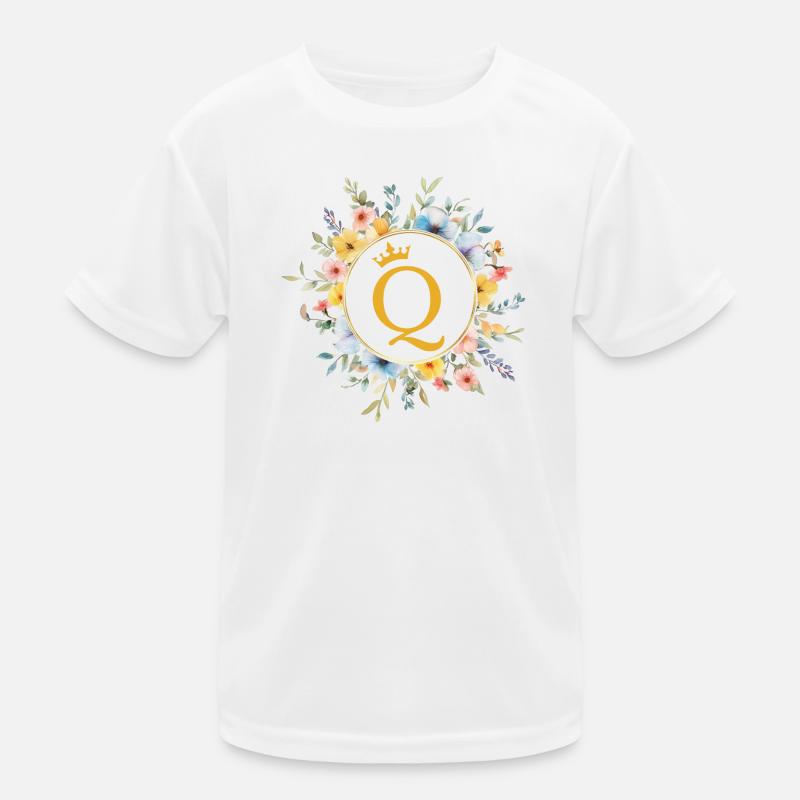 Q Monogram, Cercle de fleurs, Personnalisable T-shirt sport Enfant