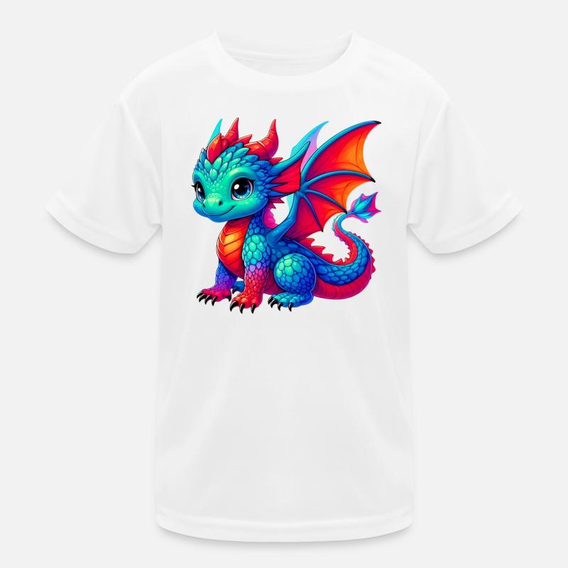 Drache - Kinder Funktions-T-Shirt - Weiß