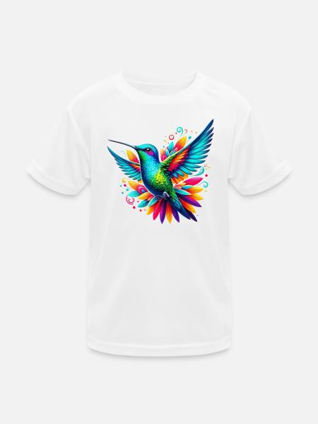 Kolibri - Kinder Funktions-T-Shirt - Weiß - Vorne