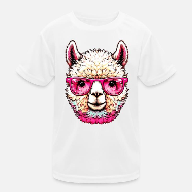 Alpaka mit Sonnenbrille Kinder Funktions-T-Shirt