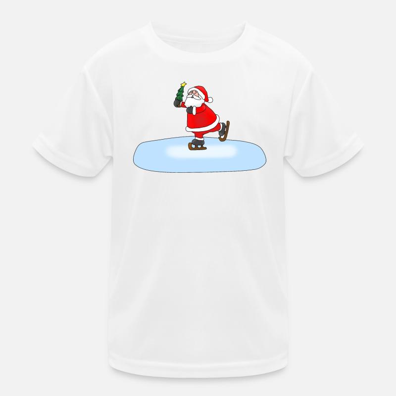 Weihnachtsmann Schlittschuhlaufend Kinder Funktions-T-Shirt