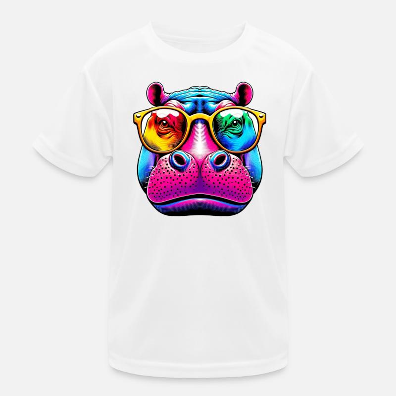 Nilpferd mit Sonnenbrille Kinder Funktions-T-Shirt