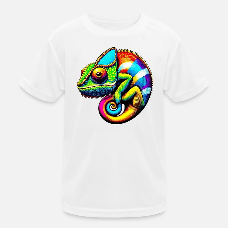 Chamäleon - Kinder Funktions-T-Shirt - Weiß