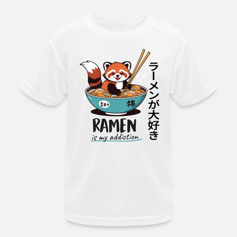 Cute Red Panda in Ramen Bowl Kids Functional T-Shirt