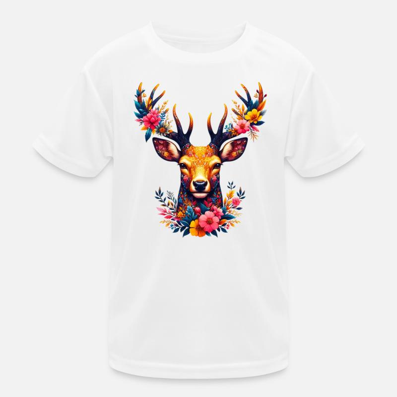 Cerf décoré de fleurs T-shirt sport Enfant