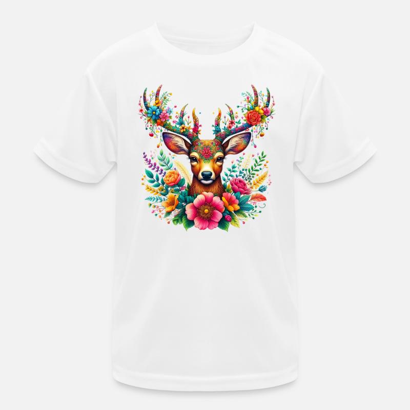 Cerf décoré de fleurs T-shirt sport Enfant