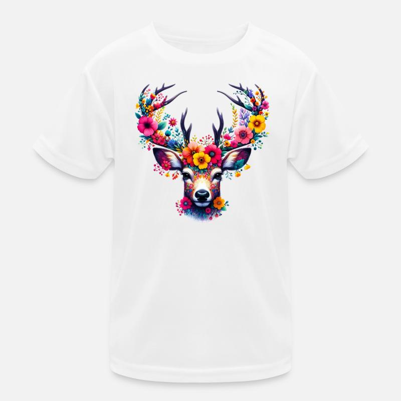 Cerf décoré de fleurs T-shirt sport Enfant