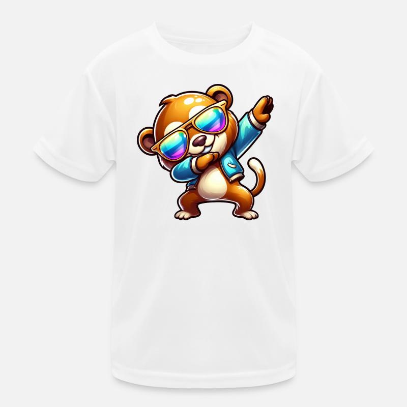Cooler Bär Dabbing Sonnenbrille Regenbogen Kinder Funktions-T-Shirt