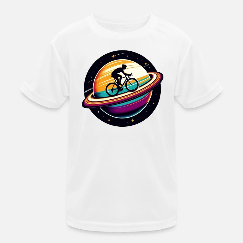 Cyclist on Saturn Kids Functional T-Shirt