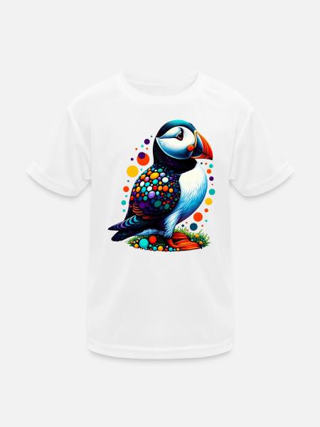 Papageitaucher - Kinder Funktions-T-Shirt - Weiß