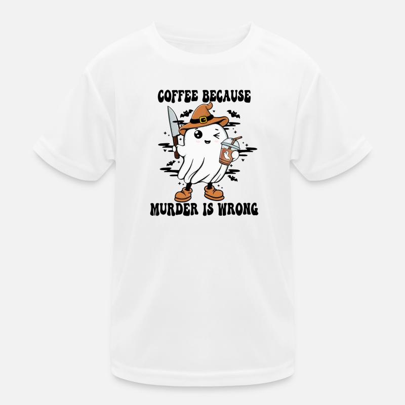Ghost Witch with Coffee  Kids Functional T-Shirt