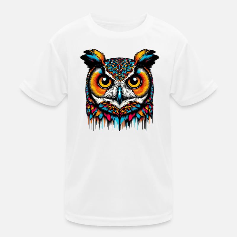Eule - Kinder Funktions-T-Shirt - Weiß