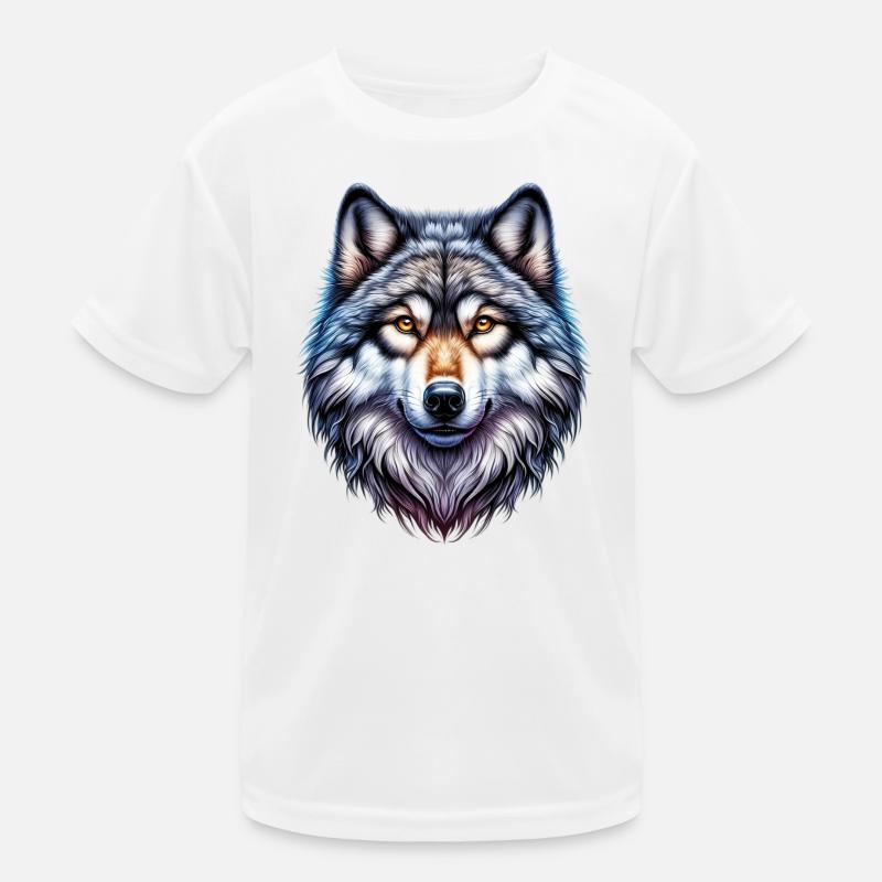 Wolf - Kinder Funktions-T-Shirt - Weiß