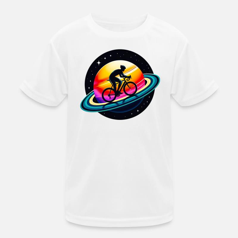 Cyclist on Saturn Kids Functional T-Shirt