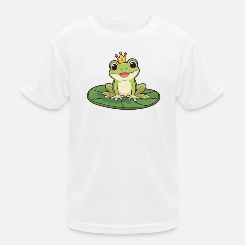Frog Prince on Water Lily Kids Functional T-Shirt