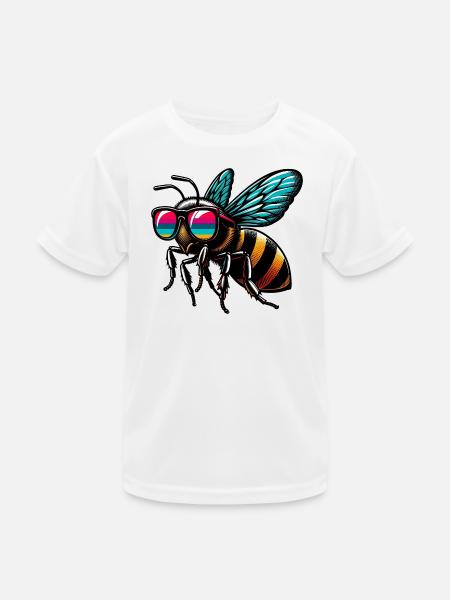 Biene - Kinder Funktions-T-Shirt - Weiß - Vorne