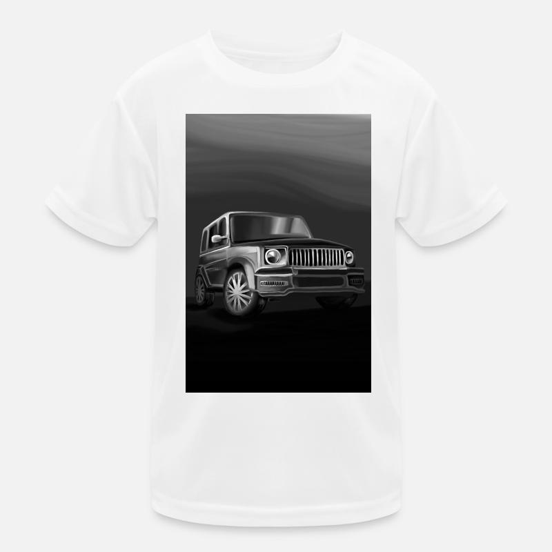 Black and White SUV Art Print Kids Functional T-Shirt