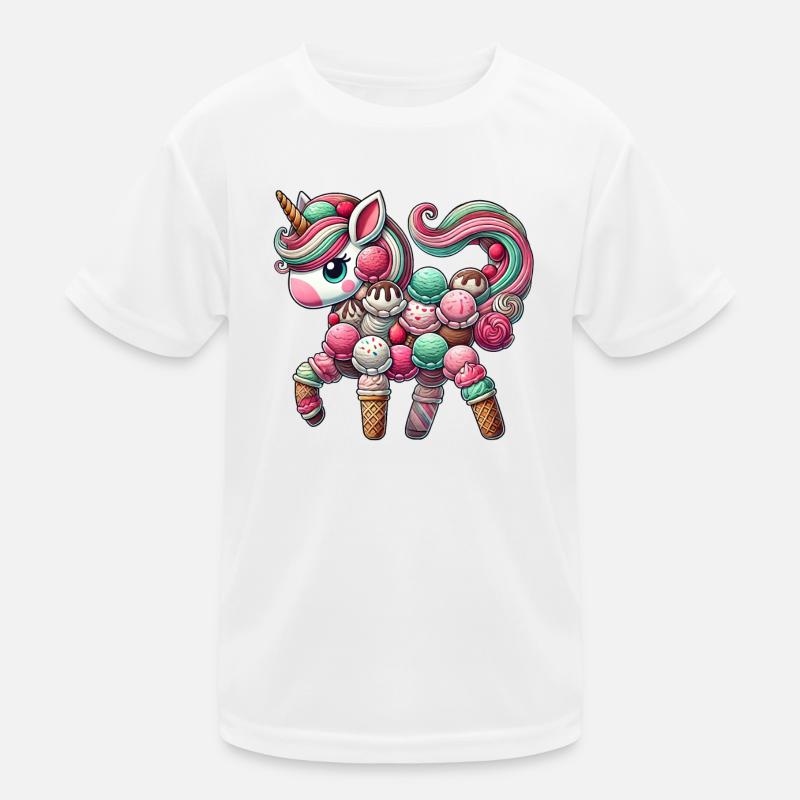Einhorn Eis Kugel Eis Sommer Nachtisch skurril Kinder Funktions-T-Shirt
