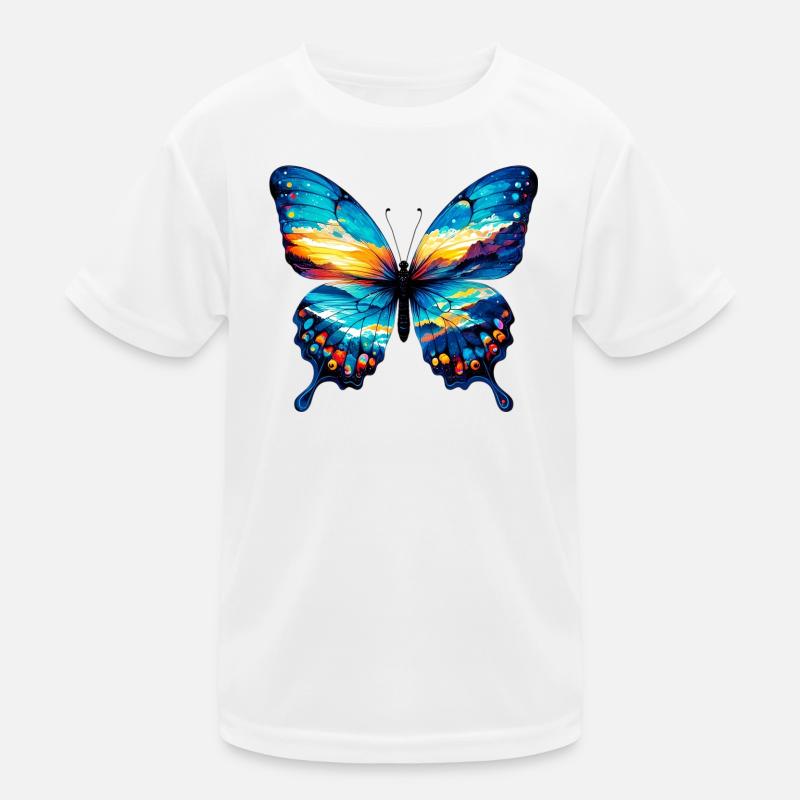 Schmetterling - Kinder Funktions-T-Shirt - Weiß