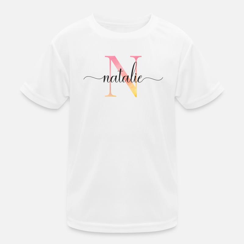 N | Monogramm | Name | Natalie |Watercolor Kinder Funktions-T-Shirt