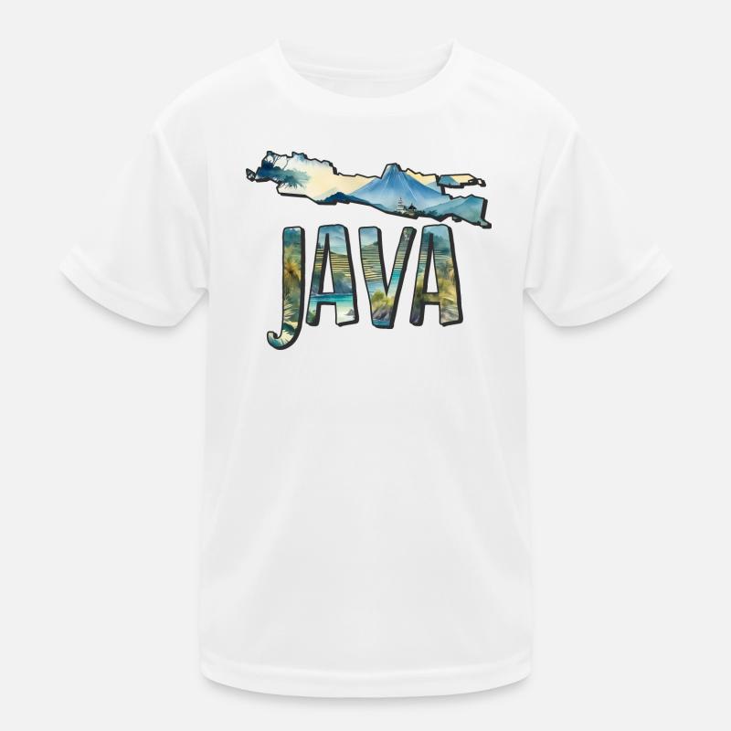 Watercolor Map Java Kids Functional T-Shirt