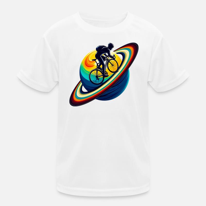 Cyclist on Saturn Kids Functional T-Shirt