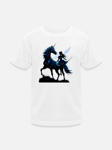 Die Fee und das Einhorn: Ein nächtliches Abenteuer. - Kinder Funktions-T-Shirt - Weiß