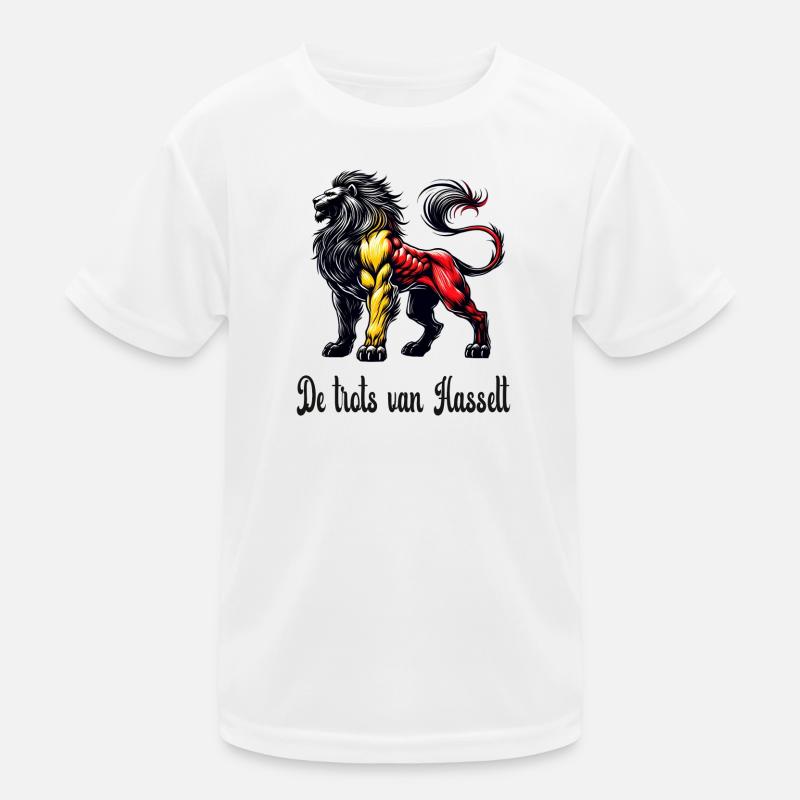 Hasselt Löwe Flaggen Design Kinder Funktions-T-Shirt