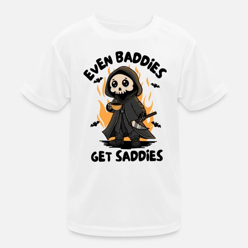 Flaming Grim Reaper with Coffee Kids Functional T-Shirt