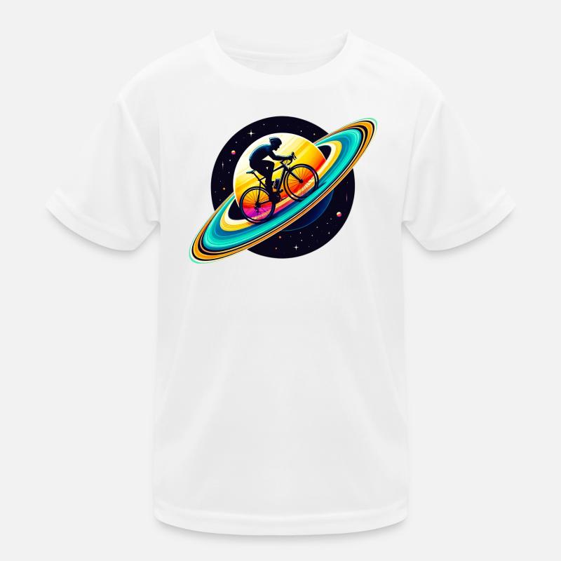 Cyclist on Saturn Kids Functional T-Shirt